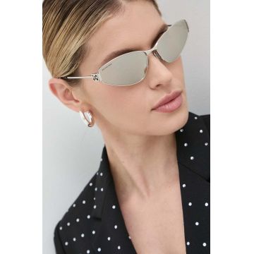 Balenciaga ochelari de soare femei, culoarea argintiu, BB0335S