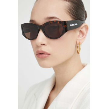 Balenciaga ochelari de soare femei, culoarea maro, BB0330SK