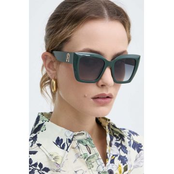 Furla ochelari de soare femei, culoarea verde, SFU710_540D80