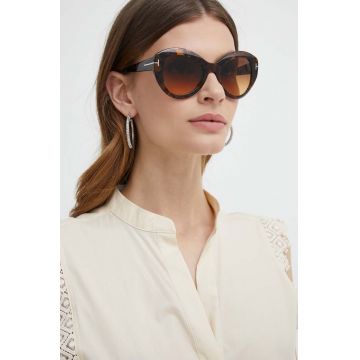Tom Ford ochelari de soare femei, culoarea maro, FT1084_5252F