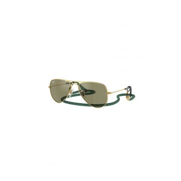 Ochelari de soare aviator cu lentile polarizate si rama metalica - Auriu/Verde feriga