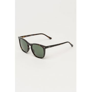 Ochelari de soare patrati unisex cu lentile uni - Negru/Maro
