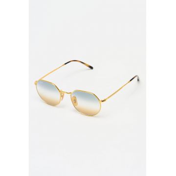 Ochelari de soare rotunzi unisex cu rama metalica - Auriu/Maro