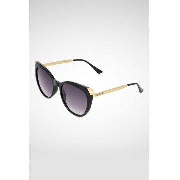 Ochelari de soare cat-eye cu detaliu logo - Auriu/Negru