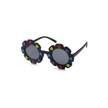 Ochelari de soare pentru copii - model pentru fetite - design floare cu petale in forma de inimioare - EFAYN