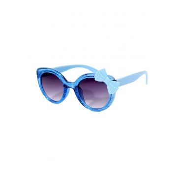 Ochelari de soare pentru fetite - model cu rama semitransparenta accesorizata cu fundita chic - tematica glitter summer - EFAYN