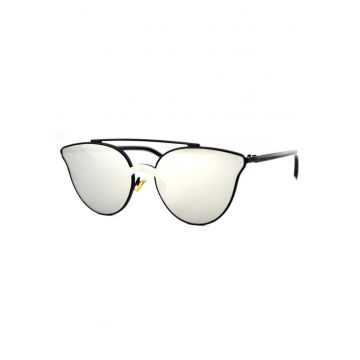 Ochelari de soare Ochi de Pisica Cat eye Oglinda Argintiu - Negru